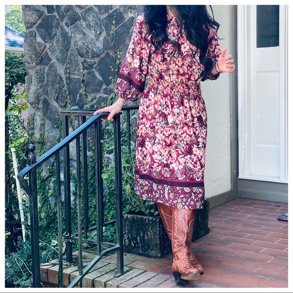Boho Gypsy chic Floral print dress - Picture 4 of 7